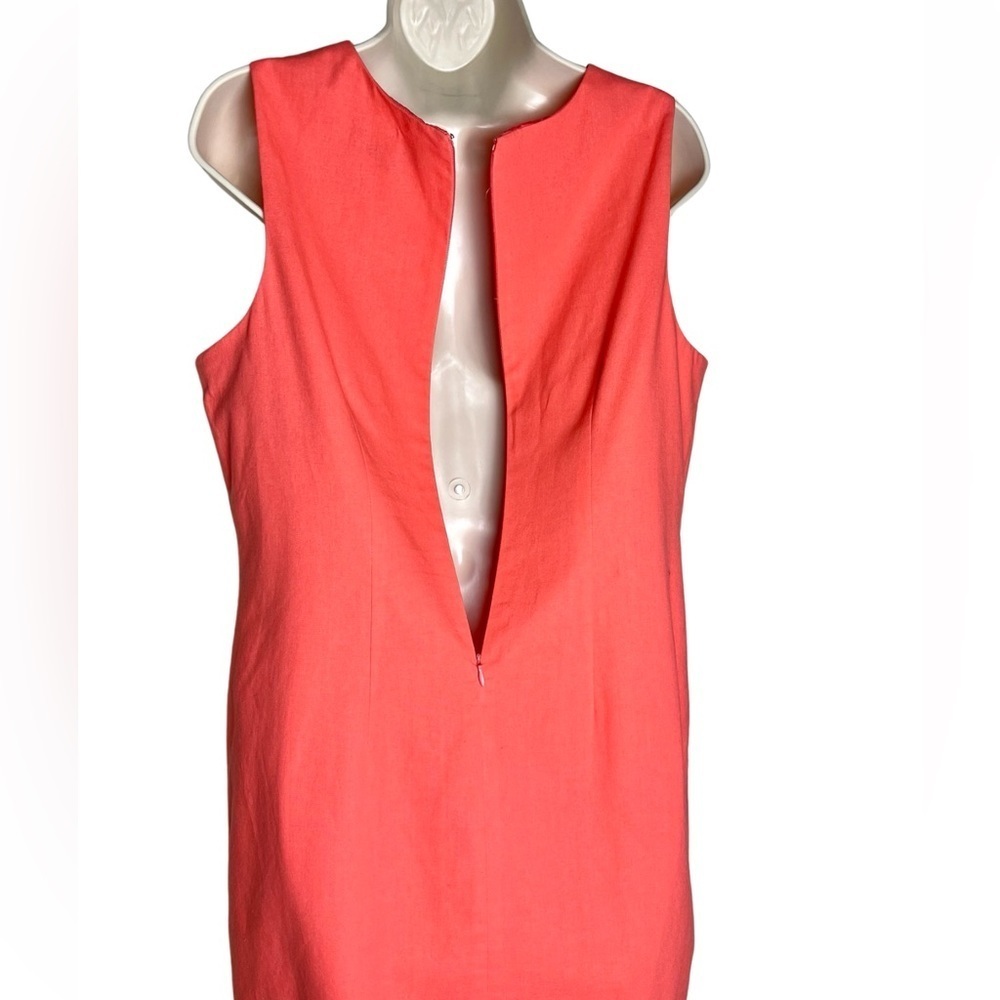 J Howard Womens Size 12P Orange Dress Gold Applique Linen Blend Lined Sleeveless - Picture 9 of 14